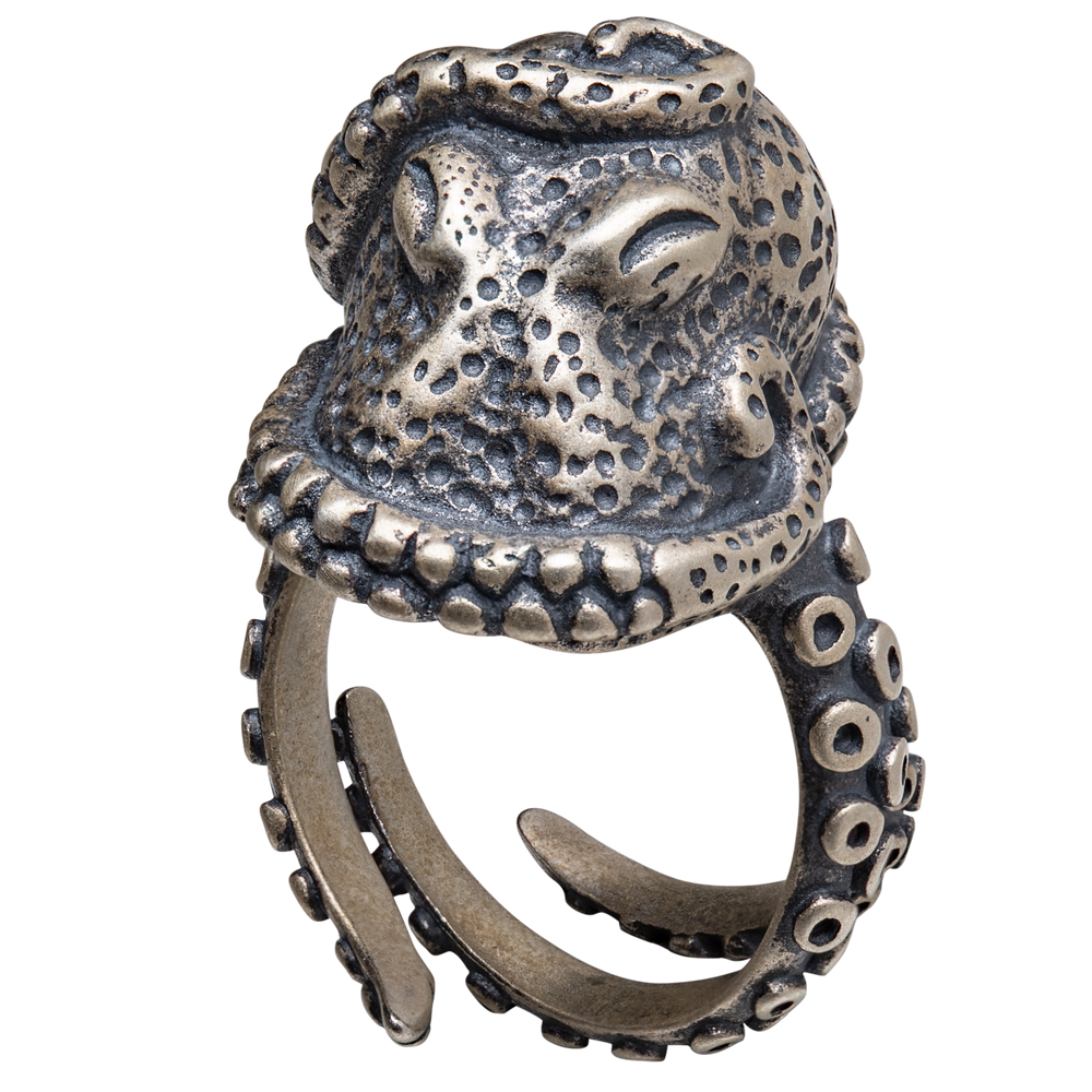 Sterling Silver Octopus Head Ring