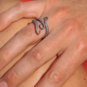 
            
                Load image into Gallery viewer, Sterling Silver Octo Tentacle Ring
            
        